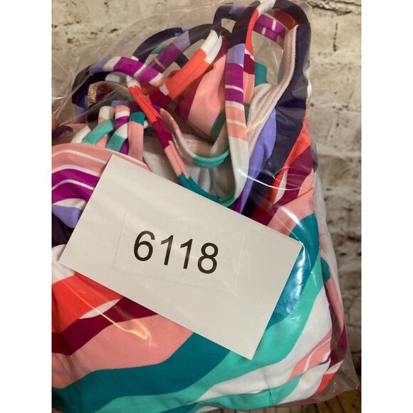 Bar III Bathing Suit Womens Medium One Piece Rainbow Striped Open Back Cutout - Picture 8 of 14